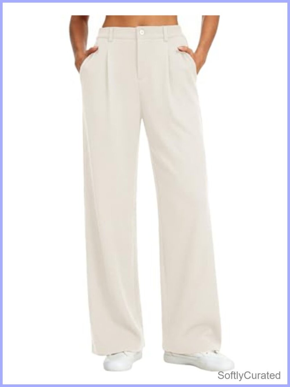 Wide Leg High Waist Waffle Knit Trousers Stretchy Business Casual Palazzo Pants